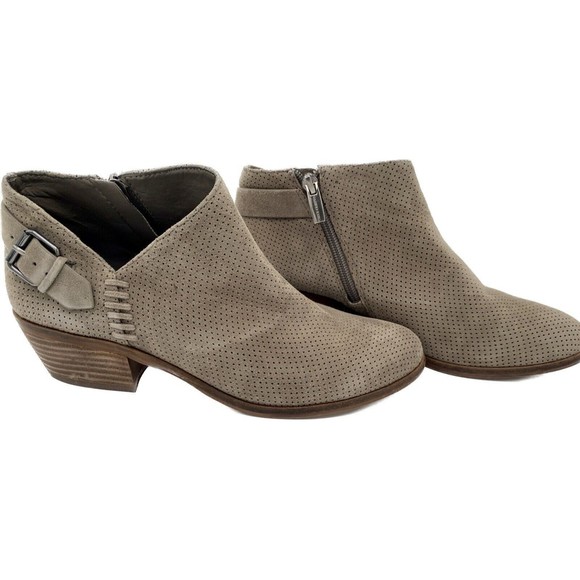 Vince Camuto Suede Booties with Buckle Detail - Parveen Gray Stone 8 M - Picture 1 of 5